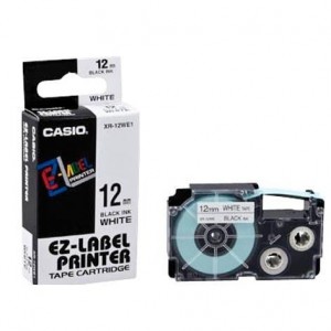 Casio 12mm White EZ Label Printer Tape XR-12WE1‎