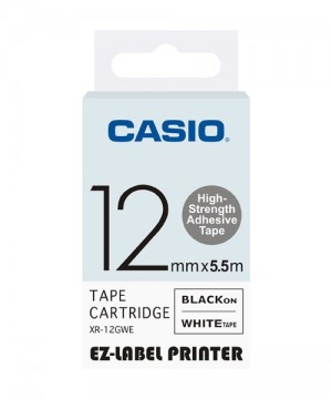Casio XR-12GWE Label Printer Tape (High-Strength Adhesive)